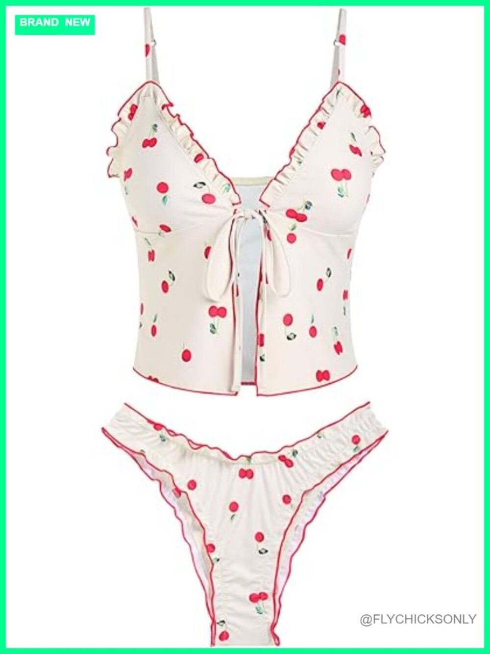 Tie Front Tankini Set High Cut Cheeky Bikini Swimsuit